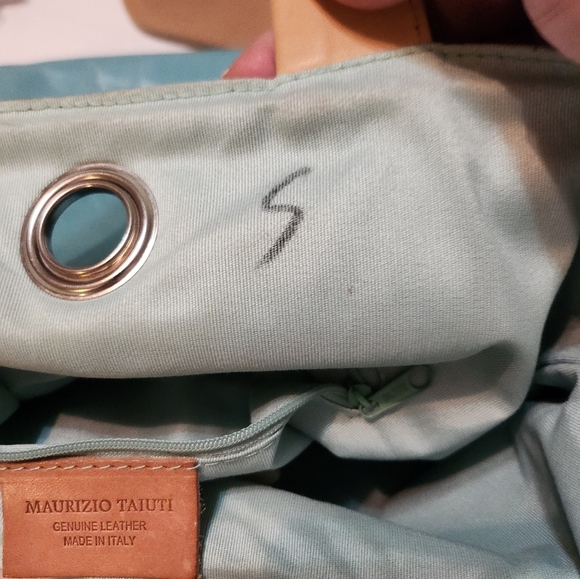 Maurizio Taiuti Blue and Tan Tote Bag with Leather Accents, Replacement Strap - Picture 16 of 16